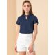 thumbnail image 2 of Allegra K Blusa Elegante De Oficina De Trabajo Con Cuello Alto Y Manga De Tulipán Para Mujer Azul marino L, 2 of 6