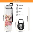 thumbnail image 3 of Birds Flowers Sports Water Bottle Portable Travel Mug 32oz BPA Free Leak Proof Straw Transparent Tritan for Gym Yoga Cycling Camping, 3 of 7