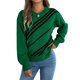 thumbnail image 3 of Suéter Informal de Rayas con Cuello Redondo y Larga Tipo Farol para Mujer Verde XL, 3 of 10