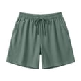 thumbnail image 3 of Causal Shorts for Women Drawstring Elastic High Waist Pleated Shorts Summer Beach Vacation Shorts with Pockets, 3XL, 3 of 6