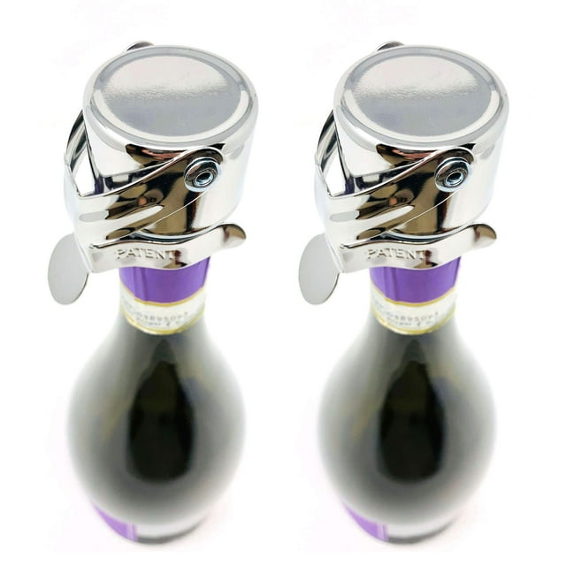 Tapón para botellas de champán KLOVEO WAF Professional, paquete de 2 unidades, cromado
