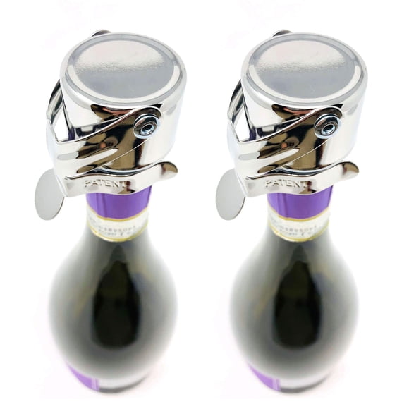 Tapón para botellas de champán KLOVEO WAF Professional, paquete de 2 unidades, cromado