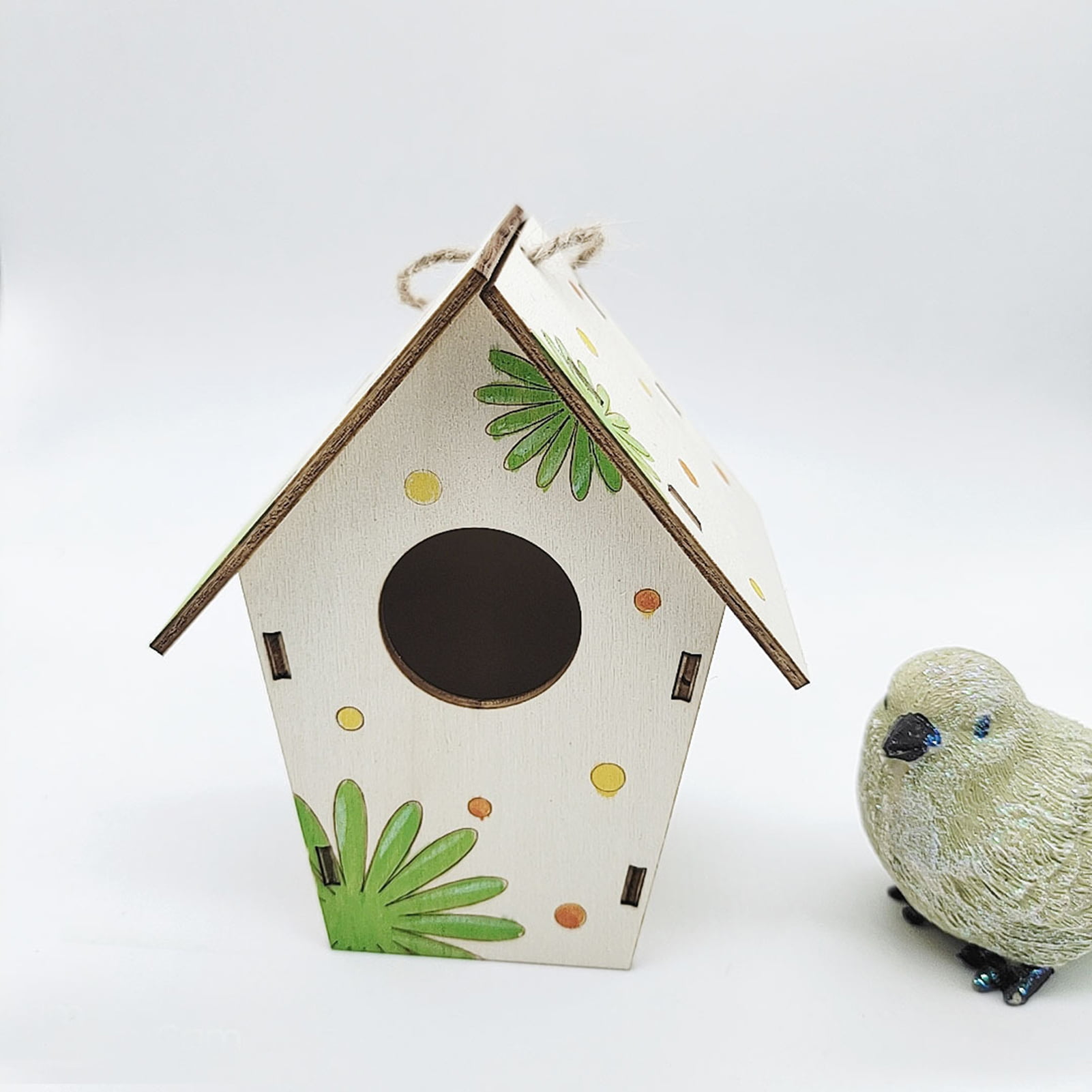 ROBOTIME DIY Wooden Bird House Garden Accessories Hanging Decor for Wild Tree 