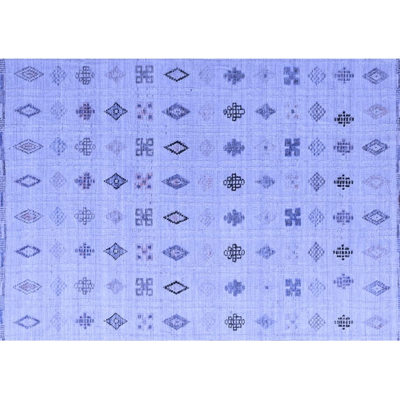 Ahgly Company Indoor Rectangle Solid Blue Modern Area Rugs, 2' x 4'