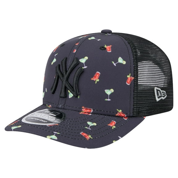 Men's New Era Black New York Yankees Adventure Drinks Pattern 9SEVENTY Stretch-Snap Hat