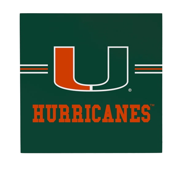 Miami Hurricanes 12" x 12" Wood Wall Sign