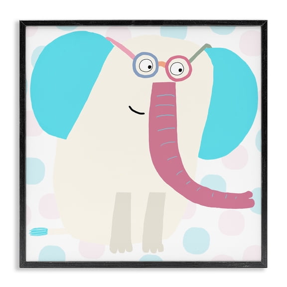 Stupell Industries Contemporary Electric Blue Elephant Black Framed Giclee Art, 12 x 12, by Carla Daly