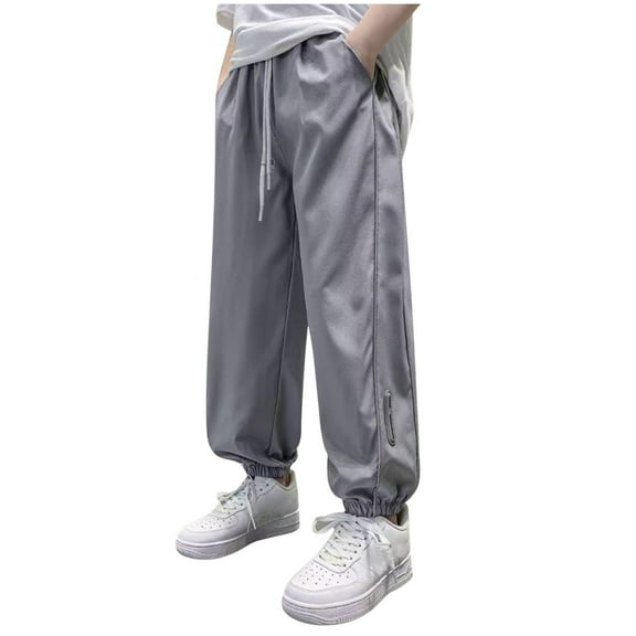 Odeerbi 5-15 Years Kids Boys Ice Silk Sweatpants Summer Workout Athletic Sports Jogger Pants Elastic Waist Loose Joggers