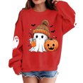 thumbnail image 2 of Angala Toddler Girls Halloween Sweatshirt Spooky Ghost Graphic Crew Neck Fall Athletic Top Festival Party Girls Loose Fit Clothes, 2 of 5