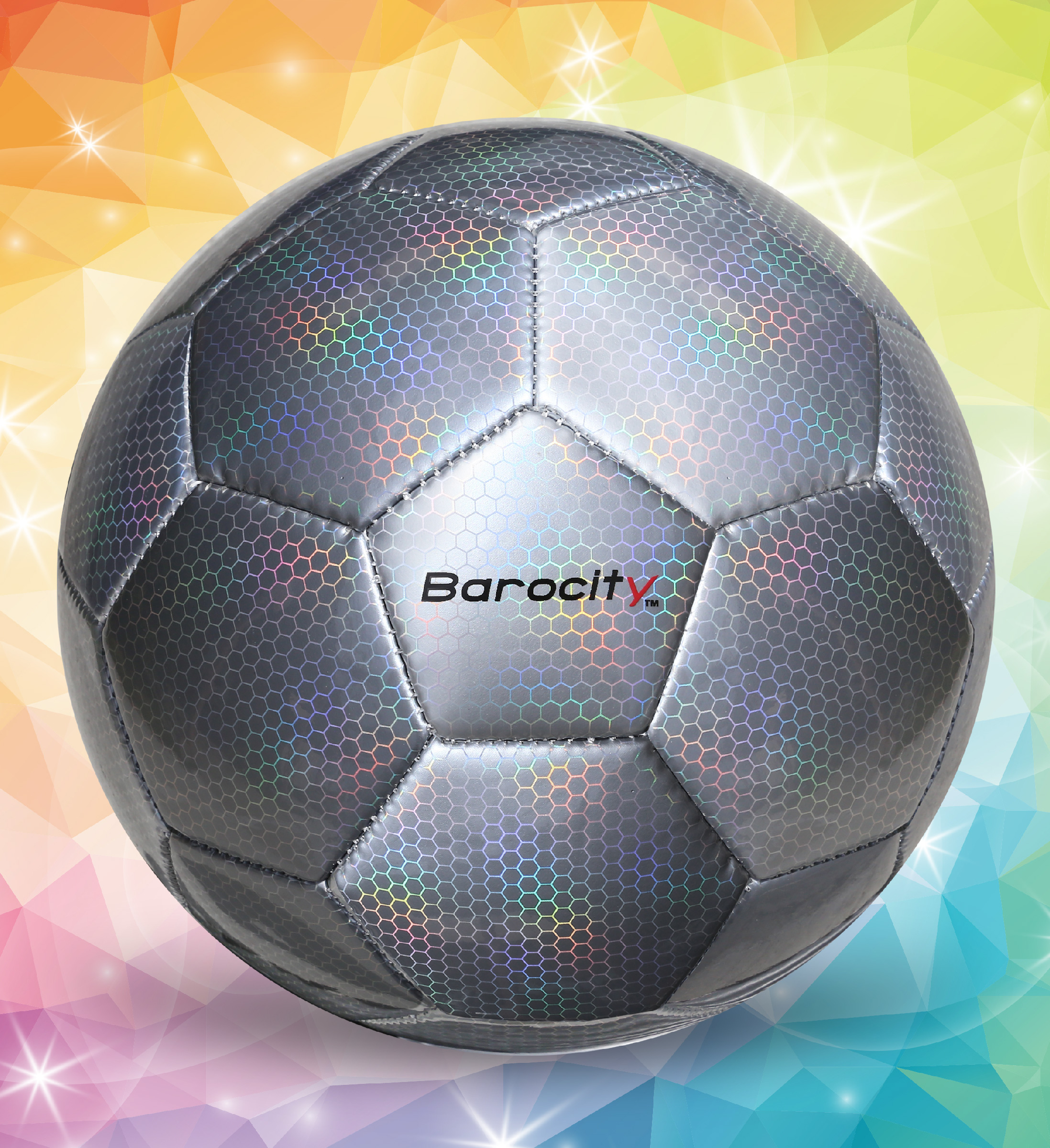 Barocity Iridescent Soccer Balls Set of 4 – Gold, Silver, Pink, Blue Official Match Ball with Reflective Hex Pattern, Sport Soccer Balls for Indoor and Outdoor Training and Practice Games - Size 3