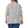 thumbnail image 4 of DARING DIVA Women's Plus Polka Dots Print Ruffle Hem Mock Neck Blouse 4X White, 4 of 6