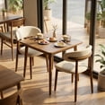 thumbnail image 2 of GNIXUU Farmhouse Wooden Dining Chairs Set of 2, Modern Fabric Upholstered Chair with Curved Back, Farmhouse Kitchen Chairs with Adjustable Foot Pads for Living Room, Office, White, 2 of 6