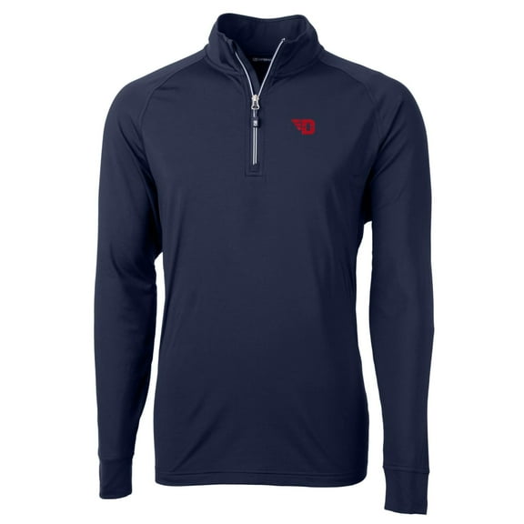 Men's Cutter & Buck Navy Dayton Flyers Big & Tall Adapt Eco Knit Quarter-Zip Pullover Jacket