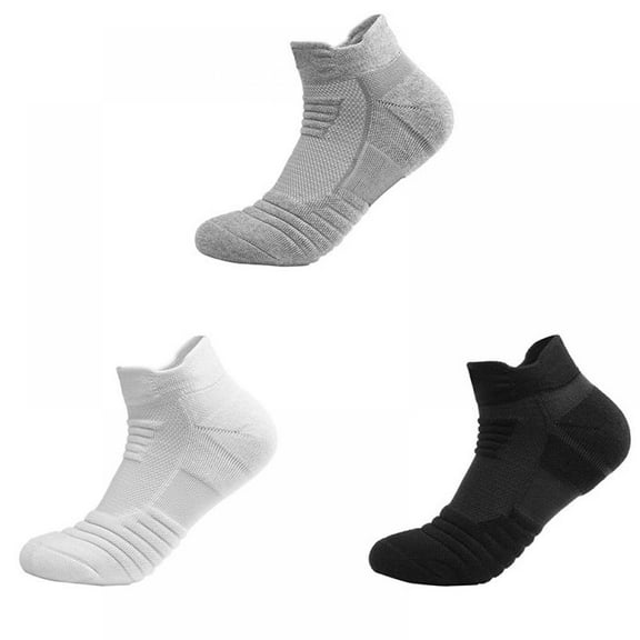 3Pairs Men's Running Socks Anti-Blister Cushioned Cotton Socks,Breathable Athletic Socks Ankle Socks Hiking Socks Non-Slip Cycling Ankle Socks