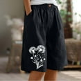 thumbnail image 2 of Caywon Women Printed Half Shorts Pants Casual Summer Style Elastic Waistband Buttons Functionality Pockets Detail Comfort Fit Breathable Material Loose Fit Everyday Apparel, 2 of 7