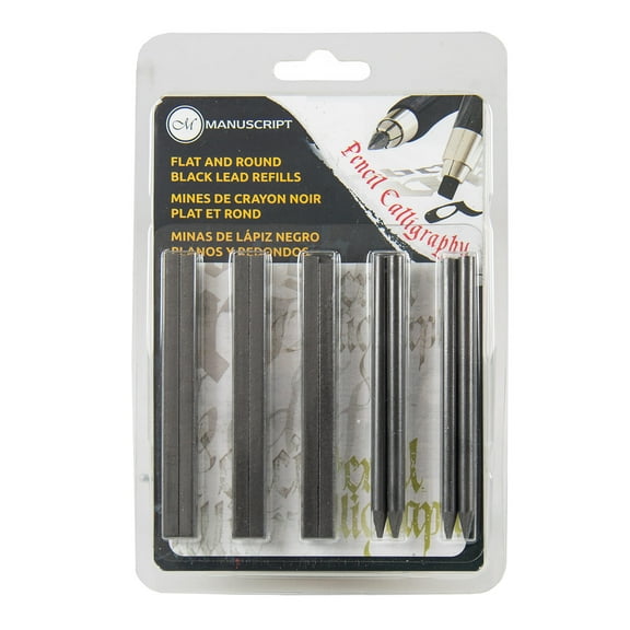 Manuscript CalliCreative Lettering Pencil Refill Leads, Flat & Round, Black