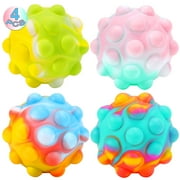FiGoal 4 PCS Pop Stress Balls Fidget Toy, 3D Anti-Pressure Squeeze Pop Ball Autism Special Needs Stress Reliever, Squeeze Sensory Tools to Relieve Emotional Stress for Kids Adults