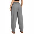 thumbnail image 4 of Women's Wide Leg Cropped Pants, Casual Elastic Drawstring Waisted Pants With Pockets, Harem Style Trousers,Gray,M, 4 of 8
