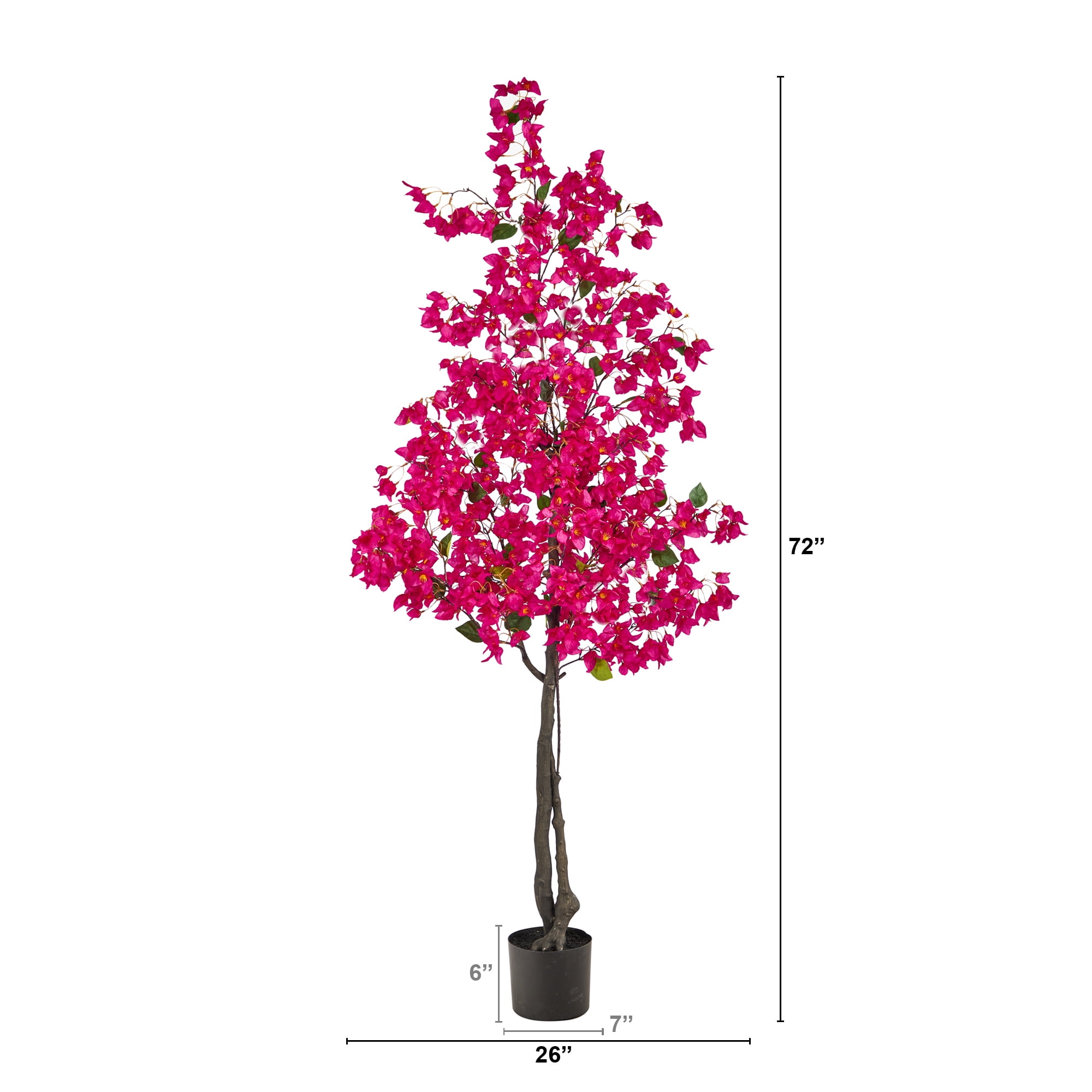 6" Artificial Bougainvillea Artificial Tree in Plastic Pot, by Nearly Natural