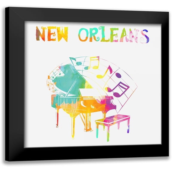 Lewis, Sheldon 12x12 Black Modern Framed Museum Art Print Titled - New Orleans Piano