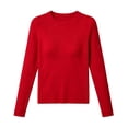 thumbnail image 4 of BODOAO Women's Crewneck Sweater Long Sleeve Ribbed Knit Pullover Fitted Lightweight Soft Warm Cozy Casual Fall Winter Tunic Top for Women Fashion Everyday Wear Red S, 4 of 4