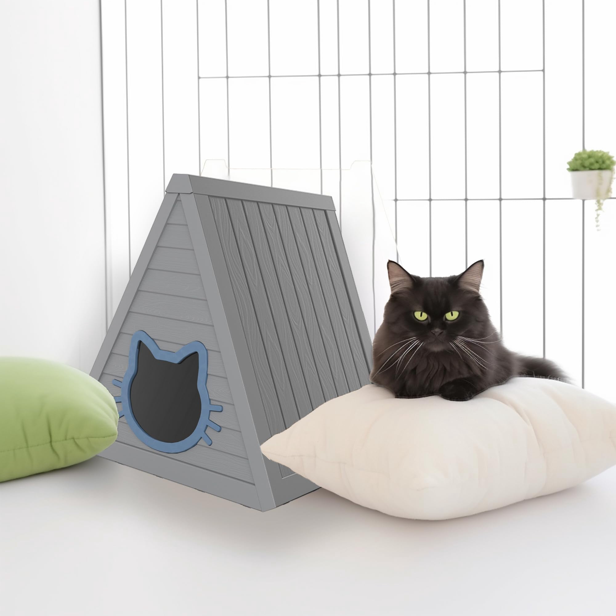 Cat House for Indoor & Outdoor Use - Spacious Weatherproof Shelter for Cats, Feral Cats - Easy to Install & Clean - Ideal for Home, Balcony (23.82 * 25.59 * 25.67 Inches)