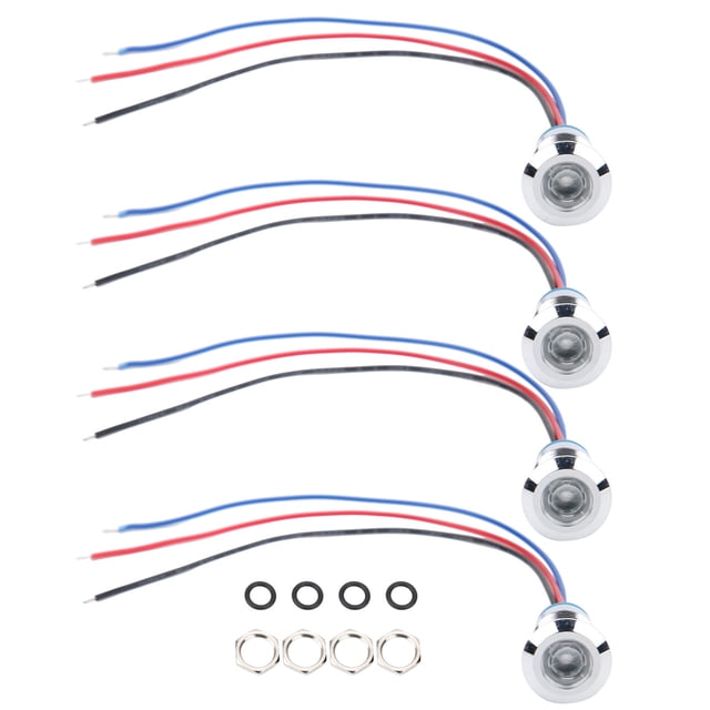 Indicador LED, 4 juegos de luces de señal LED Componentes de control industrial de ánodo común a prueba de agua 12 mm 110-220 V(Rojo y azul)