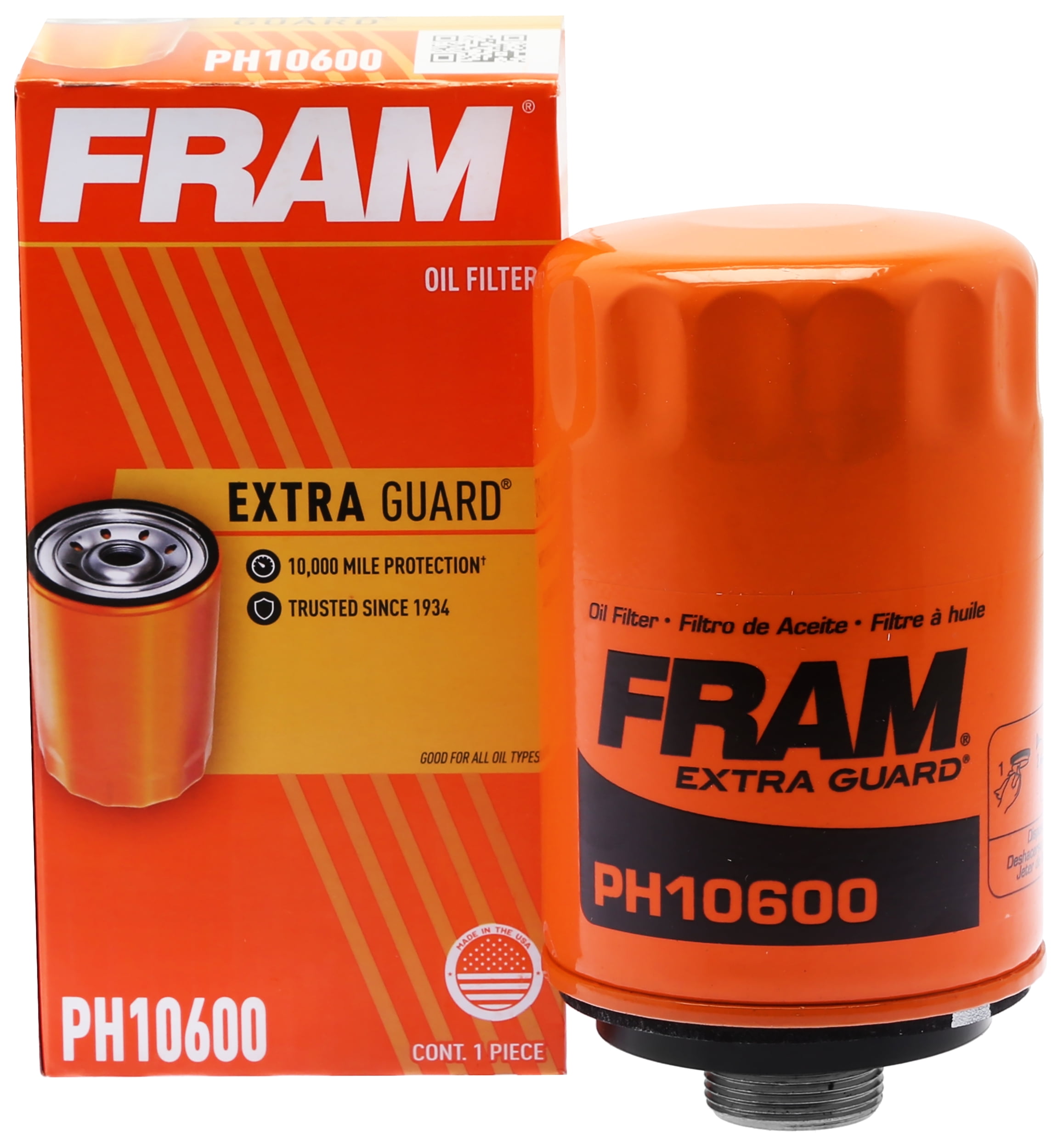 (3 pack) FRAM Extra Guard Oil Filter, PH10600, 10K Miles, Replacement Oil Filter Fits Select Vehicles