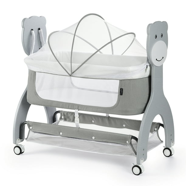 Dream On Me Cub Compact Portable and Rocking Cradle in Gray