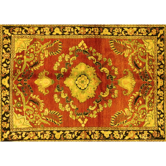 Ahgly Company Indoor Rectangle Persian Yellow Traditional Area Rugs, 7' x 9'