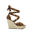 thumbnail image 3 of BLISSFUL STEP Chaussures pour Femmes Espadrilles à Lacets Sandales Compensées à Plateforme Léopard 7, 3 of 8