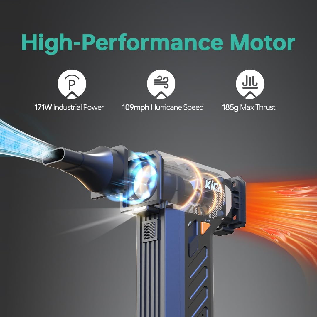 KiCA JetFan Ultra - Cordless Electric Air Duster, 13000RPM, LED Lights, 4000mAh Battery, Canned Air Replacement for Electronics, Car, and Home Use