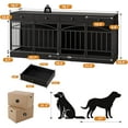 thumbnail image 2 of Senfot Dog Crate Furniture for 2 Dogs, Double Dog Kennel Indoor with 4 Storage Drawers, Feeding Bowls, TV Stand for Small Medium Dogs, Black Finish, 2 of 9