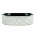 thumbnail image 4 of 20" x 14" Textured Oval Vessel Sink – White Diamond Pattern Exterior with Black Interior | Luxury Ceramic Countertop Basin, 4 of 9