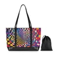 thumbnail image 7 of FORMRS Canvas Laptop Tote Bag for Women with 15.6" Computer Compartments Shoulder Handbag, Colorful Wavy Plaid, 7 of 7