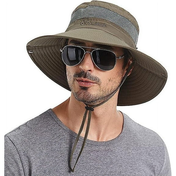 Plarmod Mens Sun Fashing Hat, 3.5” Wide Brim Cools Super Wide Brim Sun Hat for Fishing, Hiking