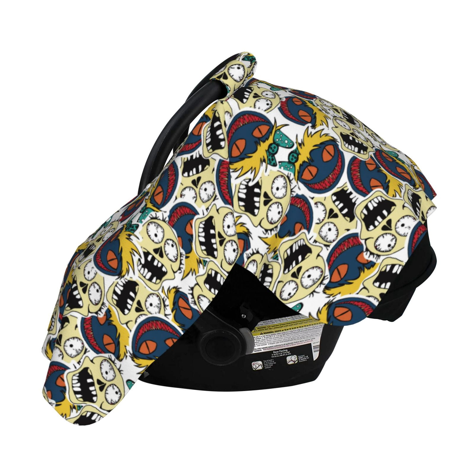 Naloa Happy Skeleton Baby Car Seat Cover, Breathable Baby Carrier Cover, Multiuse Baby Carrier Cover & Nursing Breastfeeding Cover