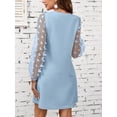 thumbnail image 2 of Blue Womens Solid A-Line Dress With Sheer Butterfly Sleeve Detail, 2 of 5