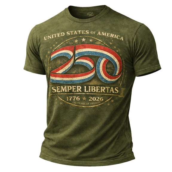 WAYUTE Mens 250th Anniversary USA Shirt National Flag Letter Graphic Tee Crewneck Top Daily Wear Independence Day T Shirt