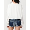 thumbnail image 5 of Yunliwuli Women Sweatshirt, Long Sleeve Crew Neck Shiny Rugby Hoodie Pullover Fall Crop Top, 5 of 10