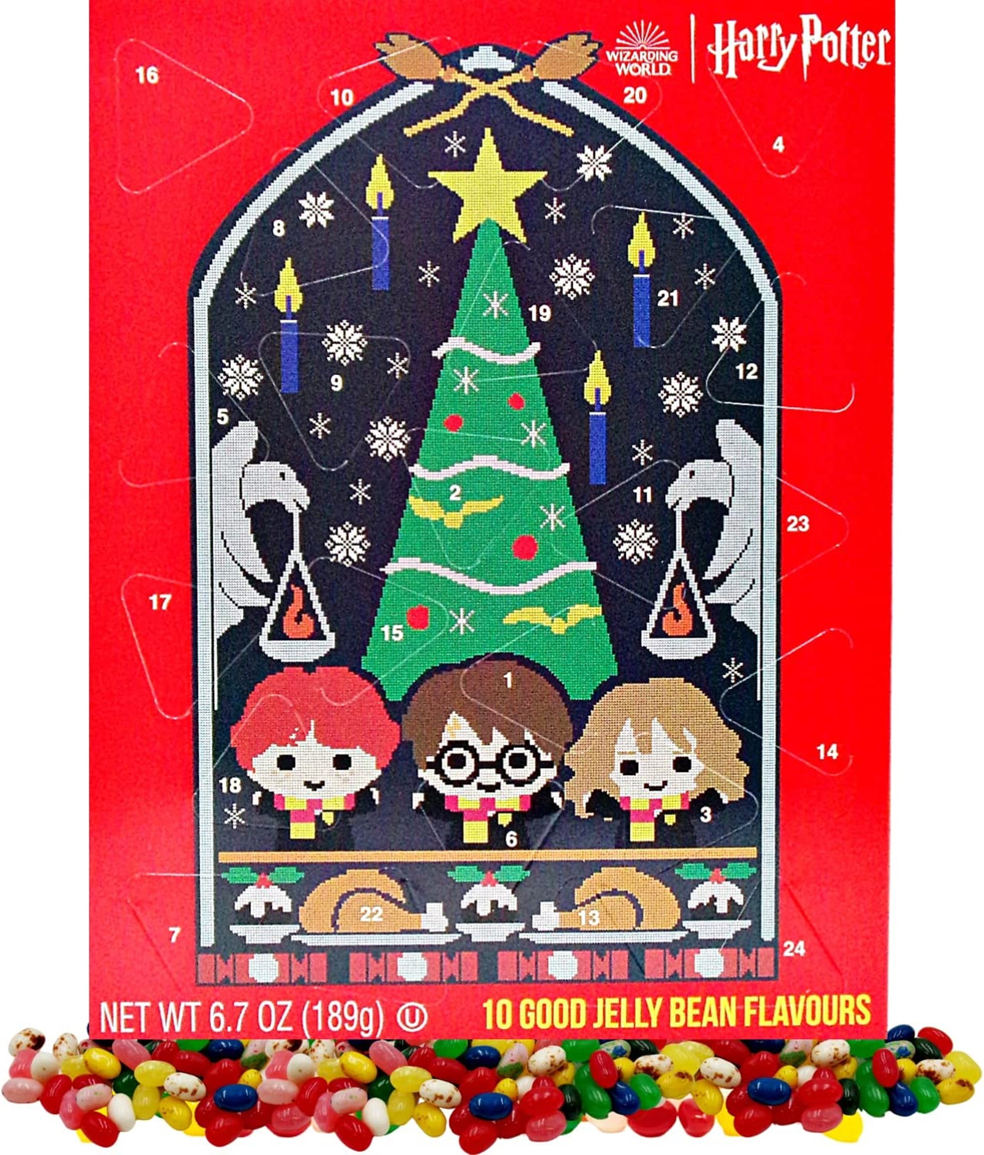 Harry Potter Advent Calendar 2022 with Jelly Belly Candy, Large Countdown to Christmas Filled with Individual Packs of Assorted Jelly Beans, 14.5 Inches