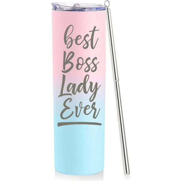 Best Boss Lady Gifts For Women Boss Gifts 20oz Boss Lady Cup Boss Day Gift for Female Boss Birthday Christmas Farewell Leaving Job Gifts for Women Presents for Boss Lady Skinny Tumbler With Lid Straw