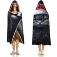thumbnail image 3 of Christmas Cat Gifts Wearable Blanket for Adults Bed Throw Blanket Soft Cozy Warm Hooded Blankets for Kids Men Women, 3 of 6