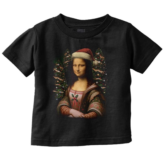 Christmas Mona Lisa Santa Claus Toddler Baby Graphic T Shirt Brisco Brands 6M