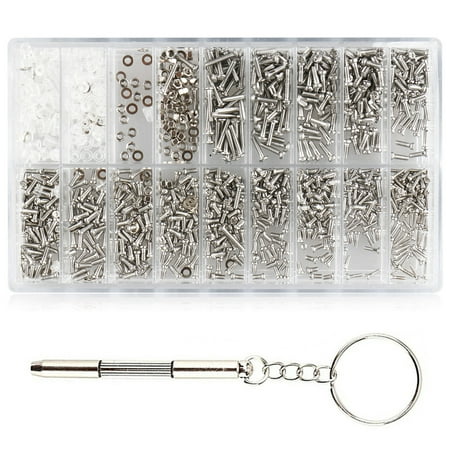 TSV 1000Pcs Micro Eyeglass Sunglass Spectacles Watch Tiny Screws Nut Assortment Repair Tool Kit Set Stainless Steel