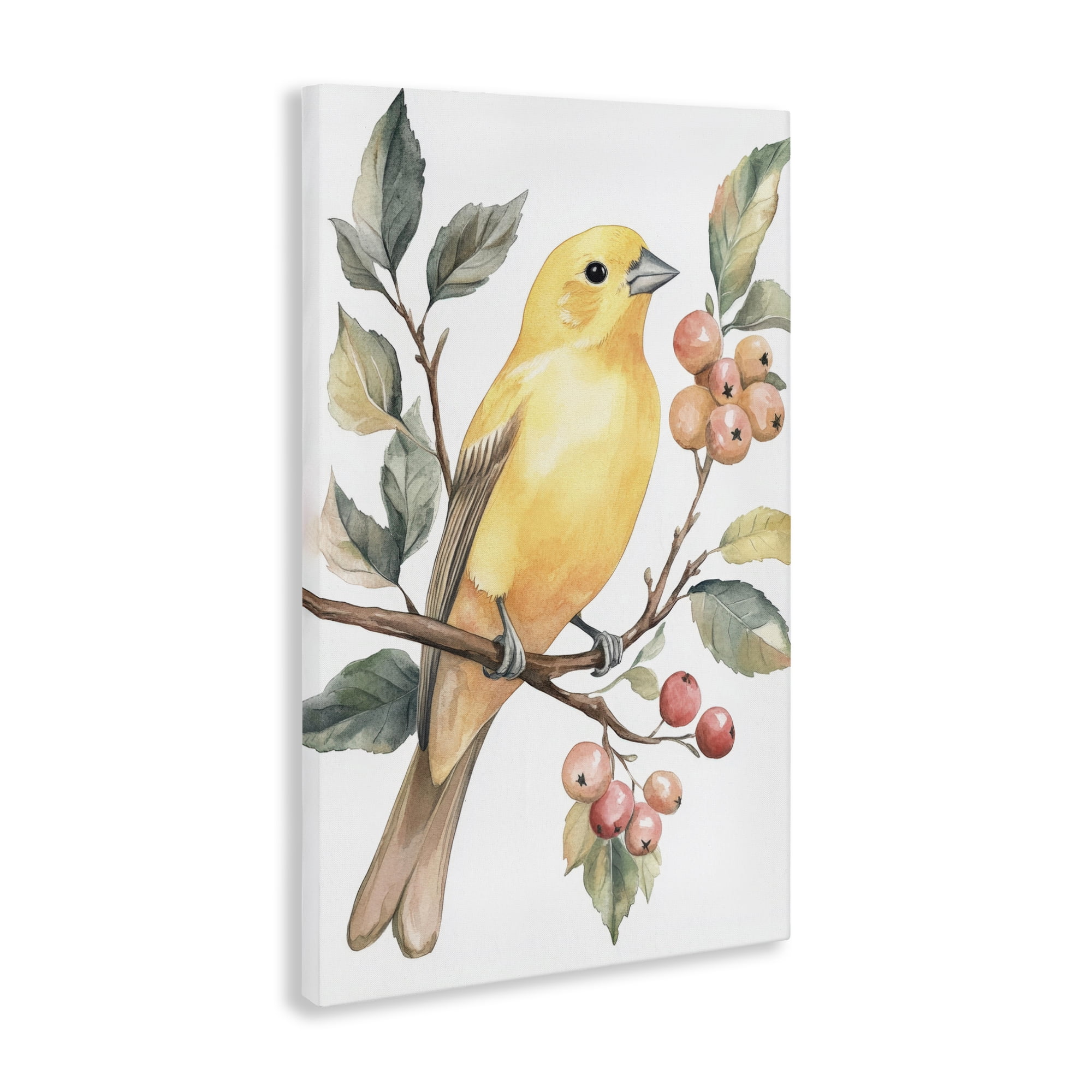 Stupell Industries Sun Lit Bird on Branch Canvas Wall Art, design by Petal Prints Design