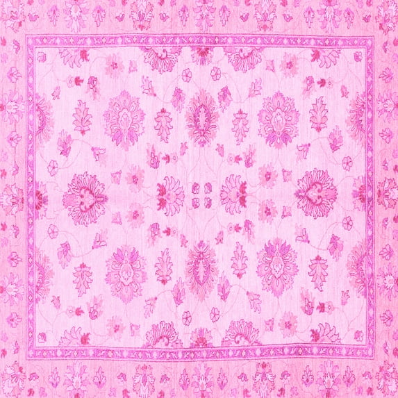 Ahgly Company Indoor Square Oriental Pink Traditional Area Rugs, 5' Square