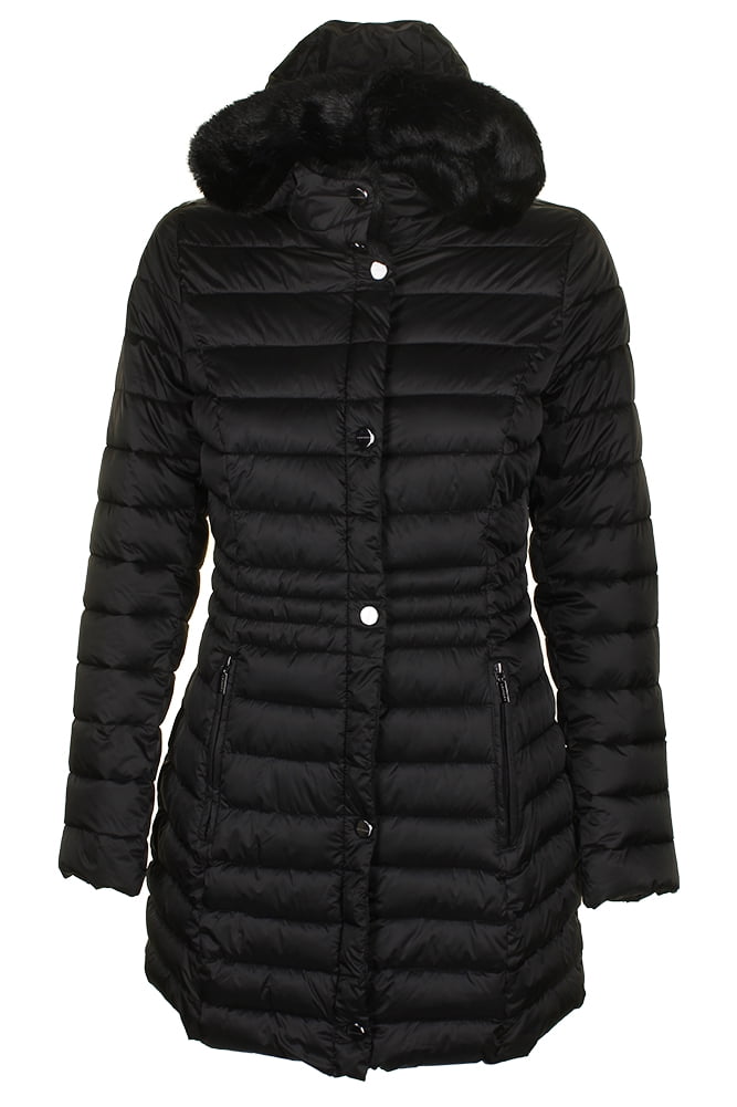 Laundrybyssegal - Laundry By Shelli Segal Black Faux-Fur-Trim Puffer ...