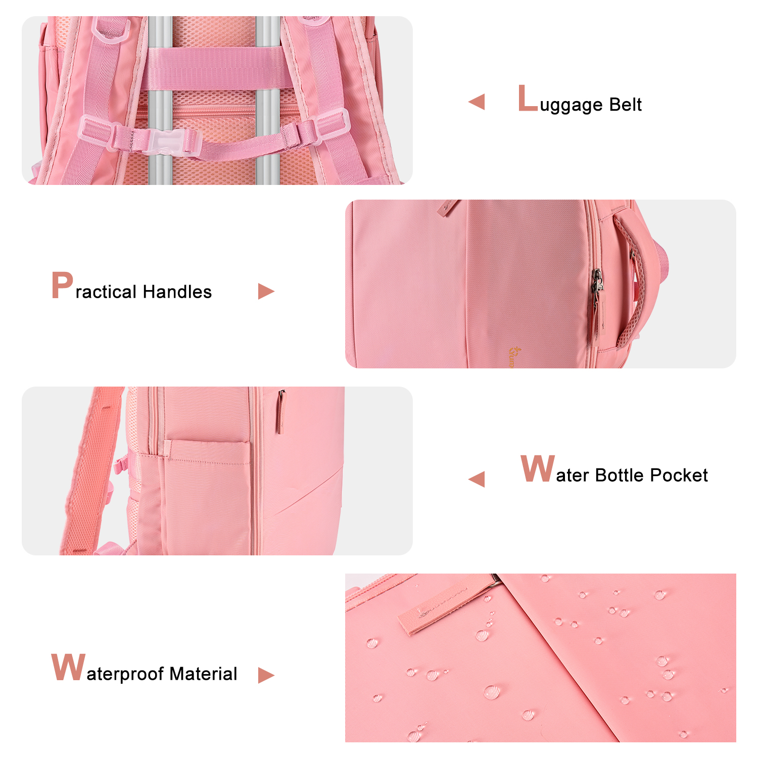 Travel Backpack for Men & Women, College Bookbag with Packing Cube Shoe Pocket, Flight Approved Carry on Backpack Fits 16" Laptop, Pink