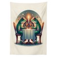 thumbnail image 2 of Ambesonne Frog Tablecloth Rectangular Table Cover, Croaker Couple Romantic Dinner, 52"x70", Fern Green White Brown, 2 of 3
